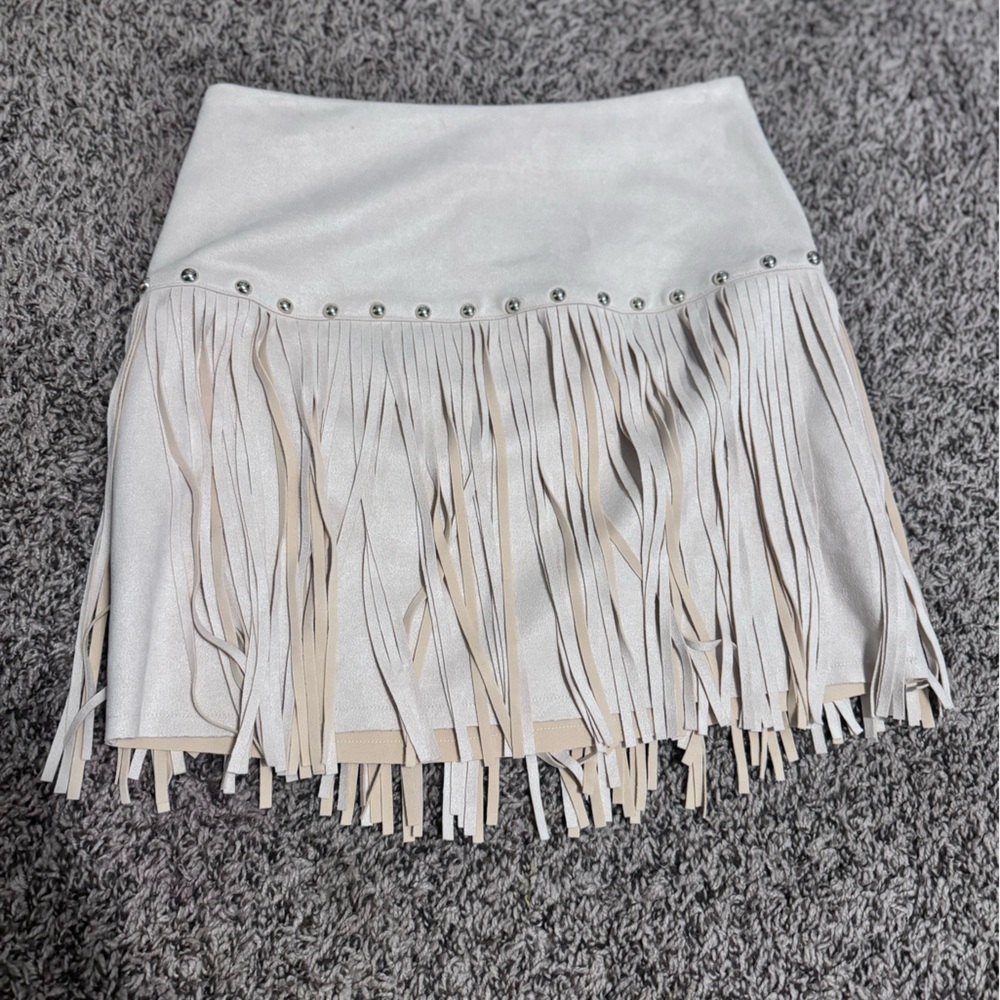 Fringe cream skirt - AM